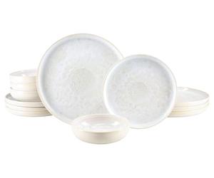 CreaTable, 25394, serie Yuki Weiss, set di stoviglie da 12 pezzi, per 4 persone, set di piatti in gres porcellanato, lavabili in lavastoviglie e adatti al microonde, made in Portogallo