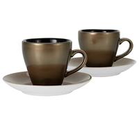 CreaTable, 25849, Serie GOLDEN DAYS schwarz Bistrotassen, Espresso Set 4 teilig