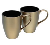 CreaTable, 25851, Serie GOLDEN DAYS schwarz Bistrotassen, Becherset 2 teilig