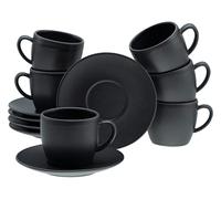 Creatable, 33043 Serie Soft Touch Black, set da 12 pezzi per 6 persone, cappuccino in gres porcellanato, lavabile in lavastoviglie e microonde, Made in Europe