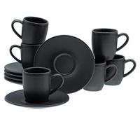 Creatable, 33044 Serie Soft Touch Black, set di stoviglie per 6 persone, set espresso in gres, lavabile in lavastoviglie e microonde, made in Europe