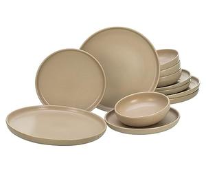 CreaTable, 33074, Serie Uno, set di stoviglie da 12 pezzi, piatti in gres porcellanato, lavabili in lavastoviglie e adatti al microonde, Made in Portogallo