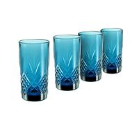 Creatable 33079 Serie Eugene Bicchieri da Long Drink 4 Pezzi Blu Effetto Cristallo 38 cl