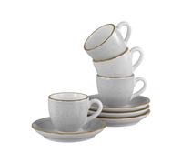 CreaTable, 34035, Serie Vintage Nature Stein, 8-teiliges Geschirrset für 4 Personen, Espresso Set aus Porzellan, spülmaschinen- und mikrowellengeeignet, Made in Europe