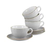 CreaTable, 34036, Serie Vintage Nature Stein, 8-teiliges Geschirrset für 4 Personen, Cappuccino Set aus Porzellan, spülmaschinen- und mikrowellengeeignet, Made in Europe