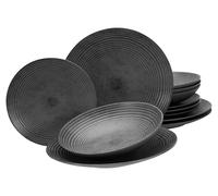 CreaTable, Serie Catania 24345 - Set di stoviglie da 12 pezzi, per 4 persone, in gres porcellanato, lavabile in lavastoviglie e forno a microonde, made in Portogallo