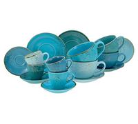 CreaTable, Serie Nature Collection AQUA 23415 - Set di tazze da bistrot da 16 pezzi, in gres porcellanato, lavabile in lavastoviglie e microonde, produzione di qualità