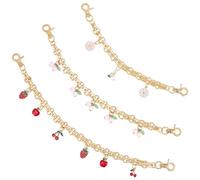 CREATCABIN 1 Scatola 3 Pezzi 3 Stili Estensori per Borse Oro Catene Metallo Estensori per Tracolla per Borse Lega Smaltata Fiori Pesche Ciliegie Mele Fragole Catene Ciondoli Accessori Ricambio