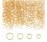 CREATCABIN 1 Scatola 600 Pezzi 4 Misure Anelli di Salto Dorati 18K Anello Aperto in Ottone Placcato Oro Non Saldato Kit Connettori Rotondi per La Creazione di Gioielli Bracciali Fai da Te Orecchini