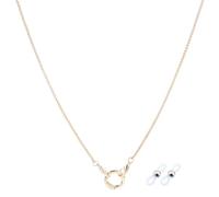 CREATCABIN 1 Scatola Catene per Occhiali Sole Metallo Color Oro Cordino A Maglie Ferro Anello Lega estremità Gomma per Occhiali Lettura Donna Uomo 75cm
