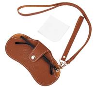CREATCABIN 1 Set Custodia Ocali da sol in Morbida Pell Custodia Ocali Portatil Custodia Protettiva Ocali Custodia Sottil Cinturino da Polso Clip da Cintura Nastro Donna Uomo Vacation 18.5x10cm
