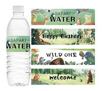 CREATCABIN 100 Pz 4 Stili Safari Wildlife Park Etichette Bottiglie d'Acqua Wild Decorazioni A Tema Animali Giungla Adesivi Borracce Impermeabili Avvolgimenti per Doccia Gender Reveal Compleanno