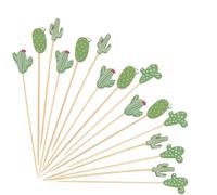 CREATCABIN 100 pz. Cactus Bamboo Cocktail Stuzzicadenti Spiedini bambù Stuzzicadenti Frutta Bastoncini Guarnizione Bevande Antipasti Cibo Fatto A Mano Spuntini Festa Panini Bevande 13.4cm