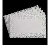 CREATCABIN 100 pz. Centrini Carta Rettangolari Bianchi Centrini Carta in Pizzo Antigrasso Stoviglie USA e Getta Decorazione Vassoi Dessert Cibo Fritto Stoviglie Cucina Tavoli Forno 30x19cm