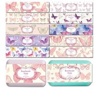 CREATCABIN 100 pz Involucro Carta Sapone A Farfalla 10 Stili Co Tine Nastro Avvolgente Sapone Verticale retrò Membrana Tectorial Forniture Imballaggio Saponetta Fatta A Mano Negozio Famiglia 5x21cm