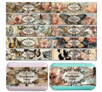 CREATCABIN 100 pz Involucro Carta Sapone A Farfalla 10 Stili Fiori retrò Nastro Avvolgente Sapone Verticale Co ture Maniche Membrana Tettoriale Forniture Imballaggio Negozio Saponette Fatte A 5x21cm