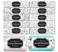 CREATCABIN 100 pz Involucro Sapone A Forma Fiore 10 Stili Disegno A Tratteggio Piante Nastro Avvolgente Sapone Co ture Verticali Etichette Sapone Membrana Tettoriale Forniture Imballaggio 5x21cm