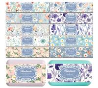 CREATCABIN 100 pz Involucro Sapone A Forma Fiore 10 Stili Nastro Avvolgente Carta Sapone Artistico Co ture Maniche Etichetta Sapone Verticale Membrana Tettoria Imballaggio Saponette Fatte 5x21cm