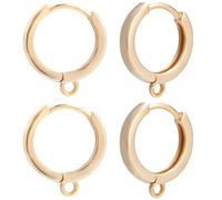 CREATCABIN 12 Pezzo Ganci per Orecchini Rotondi in Ottone Placcato Oro 18K con Chiusura A Leva per Orecchini A Cerchio Risultati Ganci Francesi Connettore per Filo per Orecchie con Anello 15.5x13.5mm