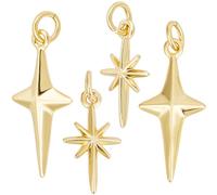 CREATCABIN 12 pz 2 stili Ciondoli A Forma di Stella Placcati Oro 18K Mini Ciondoli Antichi Vintage In Ottone Dorato con Anelli di Salto Regali per La Creazione di Gioielli Forniture Artigianali Fai Da
