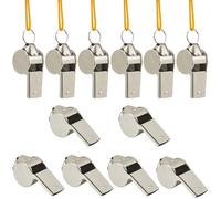 CREATCABIN 12 pz Fischietto Fisetti in Acciaio Inossidabile Fisetto Sportivo Professionale in Lega Suono Forte Nitido Arbitro Gara Emergenza Lezione Educazione Fisica Basket Cordino17.5x50.5mm
