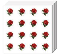 CREATCABIN 128 pz 8 Fogli Adesivi Rose Rosse Adesivo Fiore Piccolo Autoadesivo Plastica Impermeabile Decalcomanie Piante Decorazioni Adesivi Piante per Fai da Te Scrapbooking Buste Journaling 2.5cm
