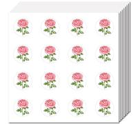 CREATCABIN 128 pz 8 Fogli Piccoli Adesivi Rosa Rosa Autoadesivi in Plastica Impermeabile Fiore Decalcomanie Decorazione Vegetale Pianificatore Adesivi per Scrapbooking Busta Journaling Casco 2.5cm