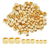 CREATCABIN 150 pz Perline in Vero Ottone Placcato Oro 18K Perline Cubo Distanziatore Perline Dorate Perline Quadrate Lisce Distanziatrici Mini Perline Impilabili in Metallo Perline Senza Angolo per