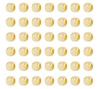 CREATCABIN 160 pz Perline in Vero Ottone Placcato Oro 18K Perline Cubo Distanziatore Piccolo Dorate Quadrate Allentate Mini Lisce di Metallo Impilabili Senza Angoli per 3mm