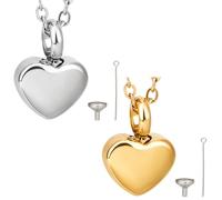 CREATCABIN 2 Confezione Piccola Collana A Forma Cuore Le Ceneri Gioielli Cremazione A Forma Cuore Le Ceneri Gioielli in Acciaio Inox Urna Commemorativa Ciondolo Impermeabile Famiglia Amici 1.2x1.7cm