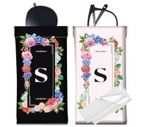 CREATCABIN 2 Custodia per Occhiali da Sole in Pelle Portatile Sottile con Chiusura A Pressione Morbida da Viaggio Impermeabile con Panno per La Pulizia Regalo per Donne e Uomini Lettera S 18x9cm