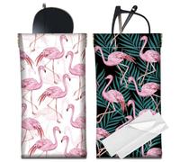 CREATCABIN 2 Custodia per Occhiali Sottile Morbida Pelle PU Custodia per Occhiali Sole Portatile Borsa per Occhiali Vista conusura Superiore Custodia Viaggio Impermeabile Panno per Pulizia 18 x 9cm