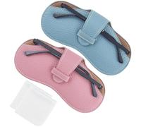 CREATCABIN 2 Custodia per Occhiali Sottile Pelle Custodia per Occhiali Sole Borsa Viaggio Portatile Custodia per Occhiali Leggera Panno Morbido per La Pulizia Regalo per Donne Uomini 17.5 x 8.7cm