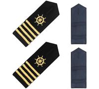 CREATCABIN 2 Paio Spalline Capitano Barre Uniformi Professionali Timone della Nave Dorato Quattro Barre Distintivo Marinaio Ammiraglio della Flotta della Marina Cursori Cosplay Halloween 13.5 x 5cm