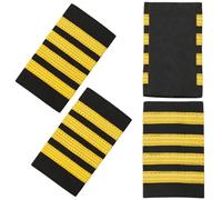 CREATCABIN 2 Pezzo Barrette Professionali per Uniforme Pilota Linea Spalline 4 Barre Strisce Dorate Spalline Capitano Spalline per Uniforme Capitano Piloti Distintivo Cosplay 8.5x5 cm