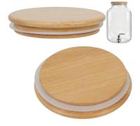 CREATCABIN 2 Pezzo Coperchi bambù Coperchi Legno Bicchieri Lattina Coperchi Ricambio Conserve Guarnizioni Silicone Coperchi Legno Barattoli Vetro 10cm Coperchi Yogurt Oui Barattoli Barattoli A Bocca