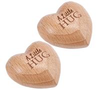 CREATCABIN 2 Pezzo Un Piccolo Abbraccio Ornamenti A Forma Cuore Legno Piccolo Ciondolo per Abbraccio Cuore Legno Massello Ulivo Regalo Isolamento Mano Che Tiene Mi Manchi Regalo 32 x 32 x 18mm