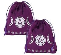 CREATCABIN 2 pz Borsa per Carte dei Tarocchi Velluto Viola Coulisse 16.5 x 15cm Pentagramma Luna Stella Gioielli Sacchetti Regalo per Carte dei Tarocchi delle Streghe Porta Dadi Cristallo Forniture