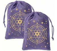 CREATCABIN 2 pz Borsa Portaoggetti Velluto Viola A Forma Stella Coulisse per Carte dei Tarocchi Porta Dadi Porta Tarocchi Borse per Gioielli per Cristalli Stregoneria Divinazione 18x13.5cm