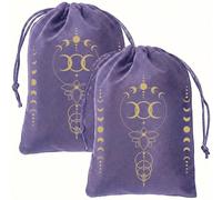 CREATCABIN 2 pz. Borse per Carte Dei Tarocchi Viola Coulisse Borse per Carte Dei Tarocchi Porta Mazzi Tarocchi Borse Velluto Sacchetti per Gioielli per Cristalli Dadi Stregoneria Divinazione 18x13.5cm