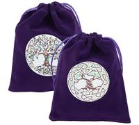 CREATCABIN 2 pz. Borse Tarocchi Borse Carte dei Tarocchi Borse Dadi Porta Mazzo Tarocchi Borse Portaoggetti in Velluto Coulisse Borsa Gioielli Albero della Vita Viola Borse Avvolgenti 12.5x15cm