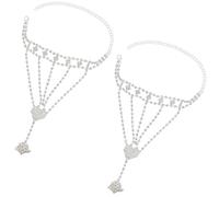 CREATCABIN 2 pz Braccialetto Argento Anello Catena Integrata-Cuore Scintillante Senza Dita Gu Strass Catena Regolabile Catena Mano Sposa Accessori Gioielli per Le Donne per Matrimonio Ballo Fine Anno