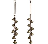 CREATCABIN 2 pz Campanelle Strega A Vento Protezione Bronzo Antico Ferro Vintage Campane Appendere Ciondolo Corda Forniture per Stregoneria per Pomelli Porte Ghirlanda Boho Casa Stanza Albero