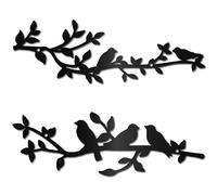 CREATCABIN 2 pz Decorazione da Parete in Metallo con Uccelli Uccelli su Ramo di Vite Olivo Arte da Parete Rustica Nera Scultura da Appendere A Parete Decorazioni per La Casa Segno Ornamento 30x10cm