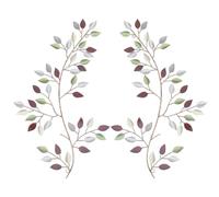 CREATCABIN 2 pz Metallo Albero Foglia Decorazione da Parete Vite Ramo D'Ulivo Foglia Arte da Parete Foglie Battute Decorazioni da Parete Scuro Ardesia Grigio Ramo di Ferro Sculture Arte per 30x18cm