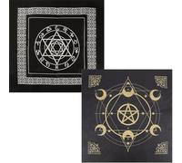 CREATCABIN 2 Pz Panno Altare Luna Sole Stella Pentagramma Celestiale Mazzo di Tarocchi Arazzo Spirituale Tovaglia Potere Panno Sacro Astrologia per Divinazione Forniture di Stregoneria