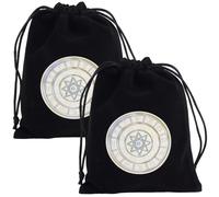 CREATCABIN 2 pz. Sacchetti Carte dei Tarocchi in Velluto Coulisse Porta Carte dei Tarocchi Sacchetti Riporre Mazzi di Tarocchi Neri Sacchetti Avvolgenti Gioielli Cristalli Stregoneria 12.5x15cm