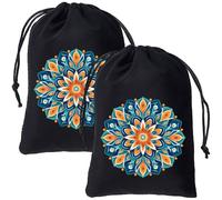 CREATCABIN 2 pz. Sacchetti Carte dei Tarocchi Sacchetti Velluto Coulisse Porta Carte dei Tarocchi Porta Dadi Sacchetti Gioielli Fiori Neri Cristalli Forniture Divinazione e Stregoneria 13x18cm