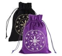 CREATCABIN 2 pz Sacchetti per Tarocchi in Velluto Porta Carte dei Tarocchi 12 Sacchetti per Costellazioni Porta Rune con Cordoncini Grande Imballaggio per Tarocchi Gioielli in Cristallo Dadi 18x13cm