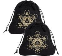 CREATCABIN 2 pz Sacchetti per Tarocchi Sacchetti Porta Carte in Velluto per Tarocchi Porta Cubi di Metatron Set Rune con Cordoncini Imballaggio Grande per Carte dei Tarocchi Gioielli 16.5x15cm